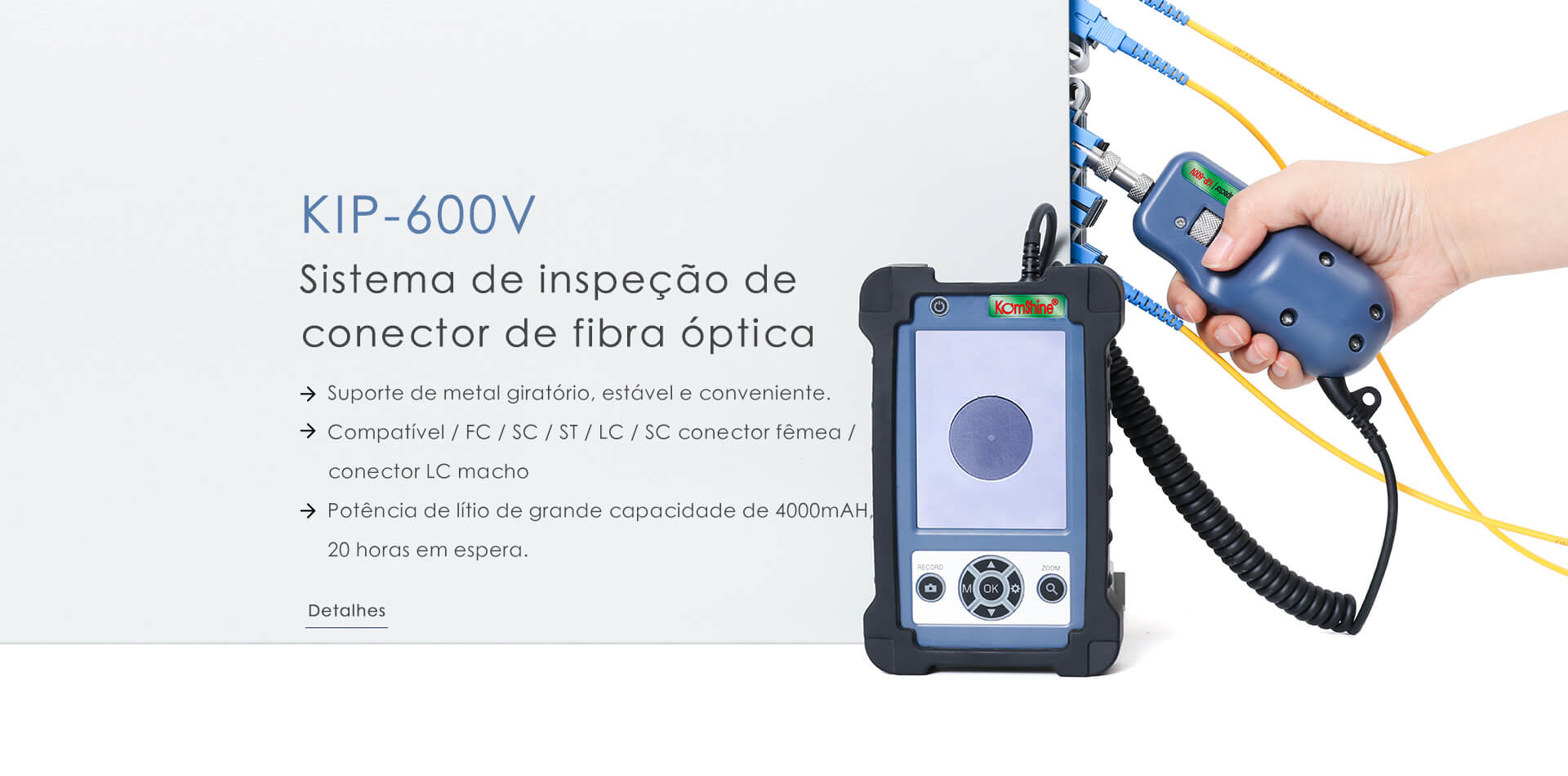 Sistema de inspeção de conector de fibra óptica KIP-600V,OTDR fibra,mini otdr